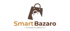 A minimalist logo for Smart BAZARO featuring two overlapping shopping bags in dark brown and white, with the brand name 'Smart BAZARO' written below in brown and orange on a white background.